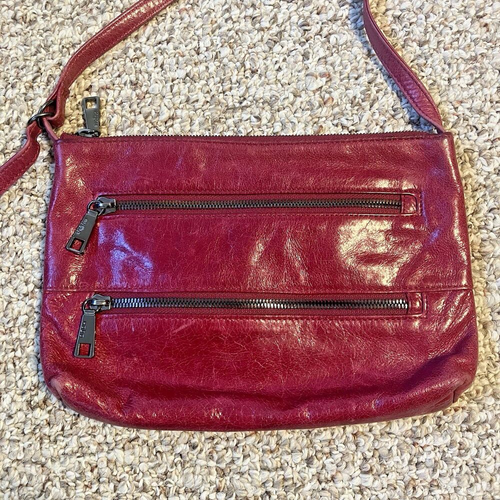 Hobo The Original Crossbody Mara Purse Bag Zip Pockets Magenta Pink Y2K Leather